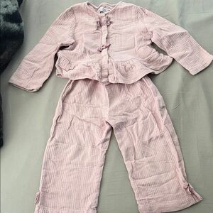 Zara Light Pink Girls Two-Piece Set with Ruffle Trim